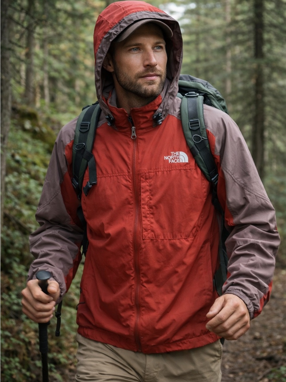 The North Face Jacket Hydrenalite Hooded Windbreaker Red Outdoor Hiking Mens L